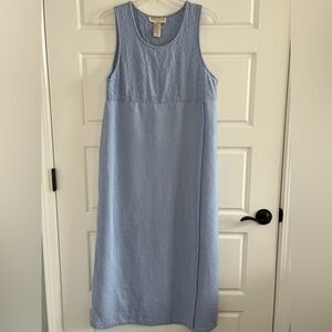 Vintage Sweet Jessie Bohemian Sky Blue Cottagecore 100% Linen Maxi Dress MP